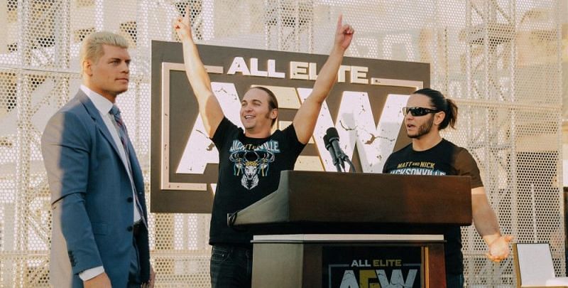 Could AEW stalwarts Cody Rhodes (left) and The Young Bucks (center and right) hire this former TNA World Champion?