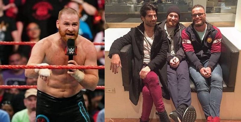 Sami Zayn (far left and second from right) is friends with several former WWE employees as well as indie professional wrestling performers