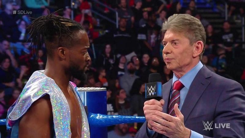 Kofi Kingston with Vince McMahon