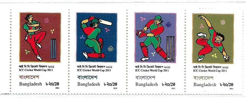 STAMPS OF BANGLADESH FEATURING BOWLER, BANGLADESH, WICKET-KEEPER, AND FIELDER