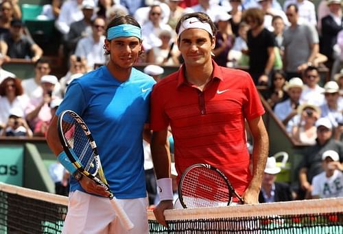 Nadal and Federer before the French Open 2011 Final