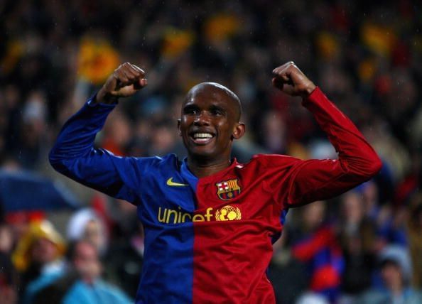 Samuel Eto&#039;o in Barcelona jersey