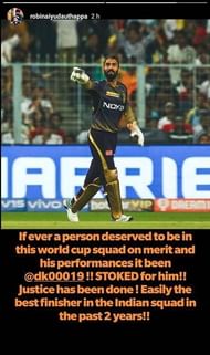 Robin Uthappa's Instagram story