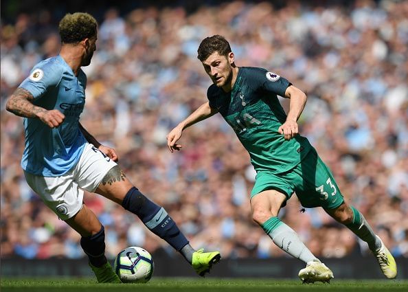 Ben Davies struggled at left wing-back today