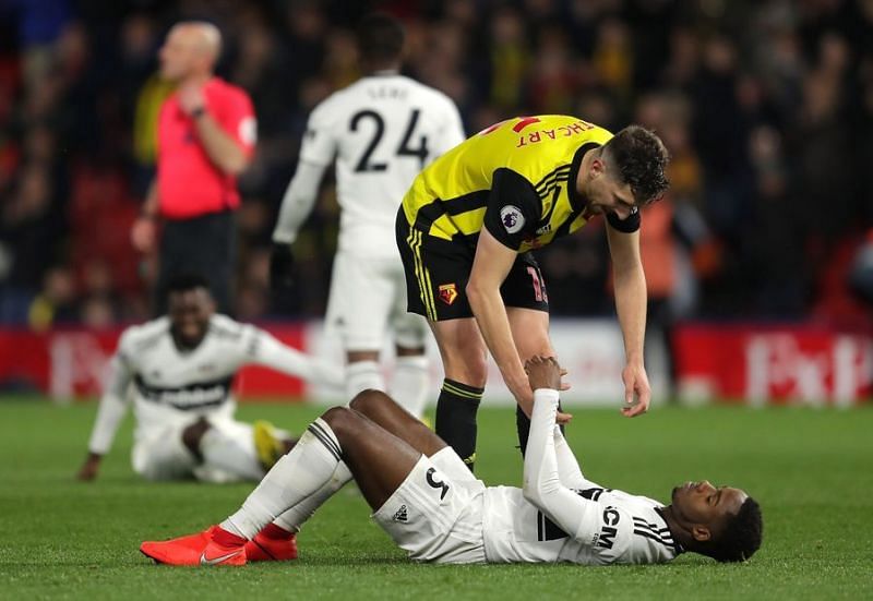 Fulham players react to being relegated after Watford defeat