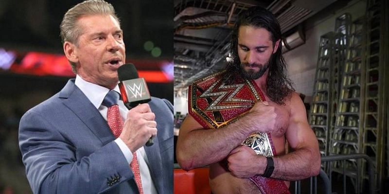 WWE head honcho Vince McMahon (left) will be looking to throw every possible challenge at new Universal Champion Seth Rollins (right)