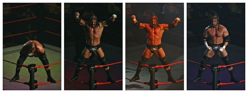Top stars like Triple H are allowed to pose on the middle rope.