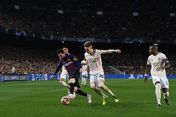 Messi against Manchester United