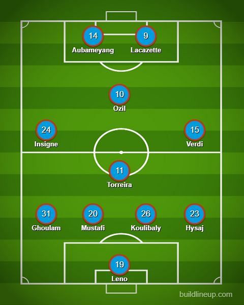 In total, there are 6 Arsenal players and 5 Napoli players.