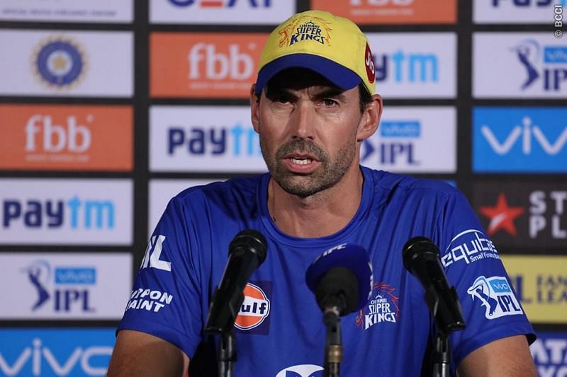 Stephen Fleming during press conference Stephen Fleming during the press conference MS Dhoni