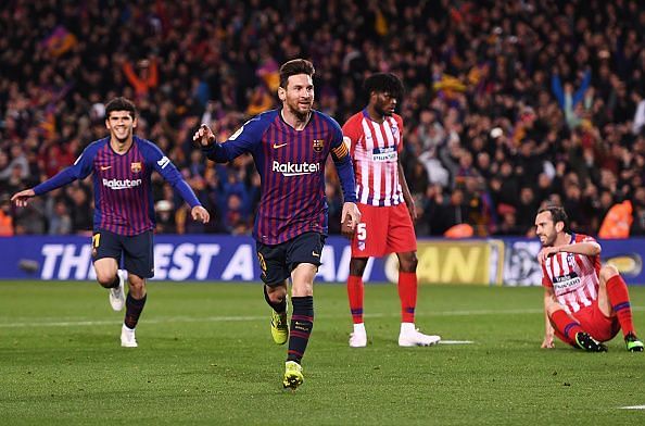 Messi wheels away to celebrate his finish, ensuring the game was beyond any doubt late on
