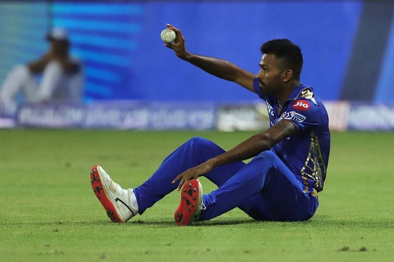 Hardik Pandya after completing a catch. Image Courtesy: IPLT20/BCCI