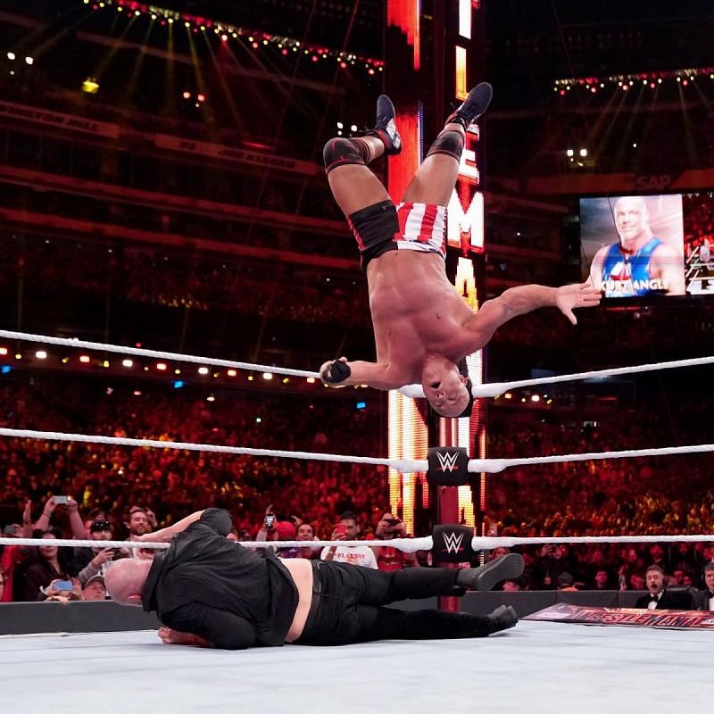 Kurt Angle was defeated by Baron Corbin in his last match.
