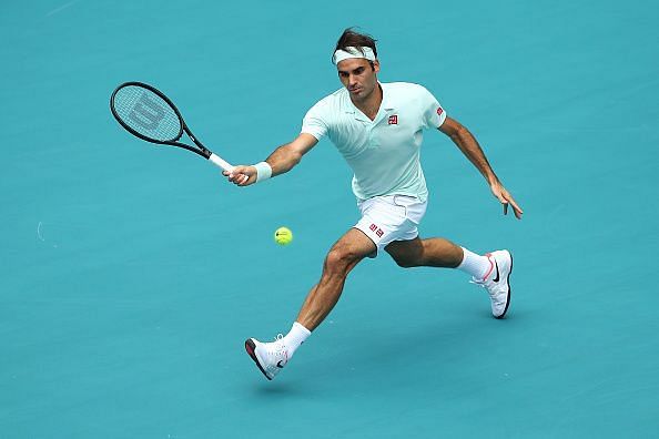 Federer playing in the Miami Open 2019 - Day 14