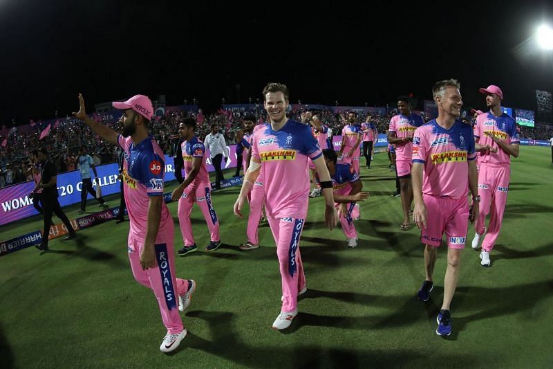 Rajasthan players did the lap of honour after the match as they ended their home season in this year&#039;s IPL with a win over SRH