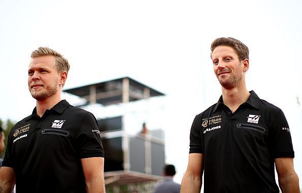 Kevin Magnussen & Romain Grosjean race for the Haas F1 team