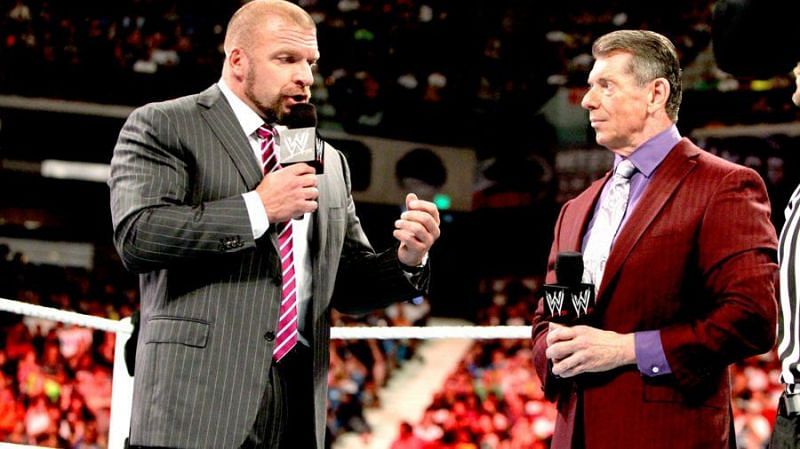 Triple H and Vince inside the squared circle