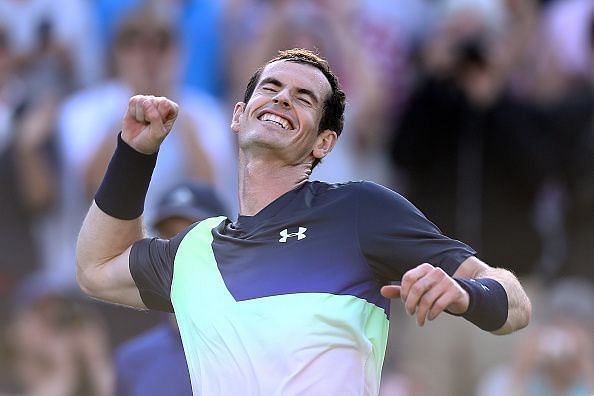 Andy Murray after beating Stan Wawrinka at the Nature Valley International 2018