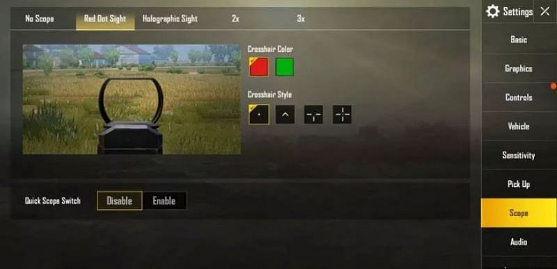 PUBG Mobile Screenshot Showcasing the New Crosshairs