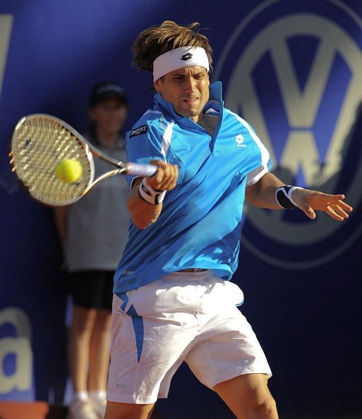 David Ferrer in action at 2012 Barcelona Open Banc Sabadell Final