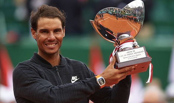 Rafael Nadal with his 11th Monte Carlo Masters trophy