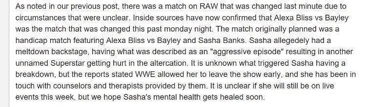 The paragraph going around claiming Banks had a breakdown backstage