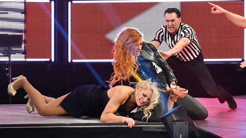 Becky Lynch was confronted by Lacey Evans on Raw