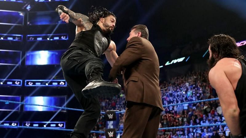 Roman Reigns delivered a Superman Punch to Vince McMahon upon his arrival