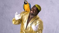 The Birdman was known for his colorful clothing and bird Frankie