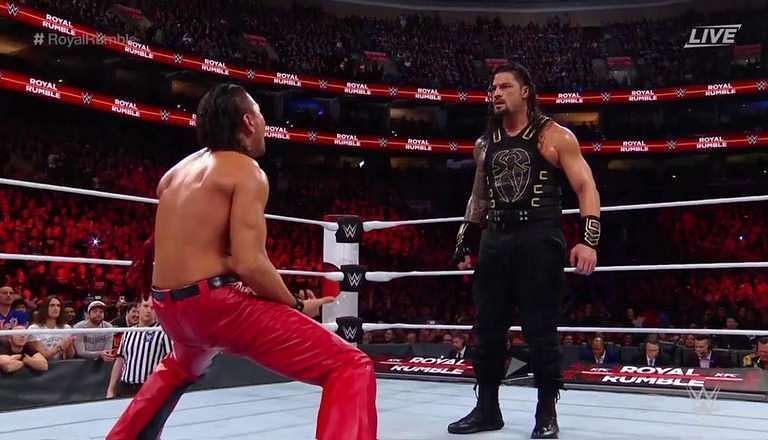 Shinsuke Nakamura and Roman Reigns at the 2018 Royal Rumble match