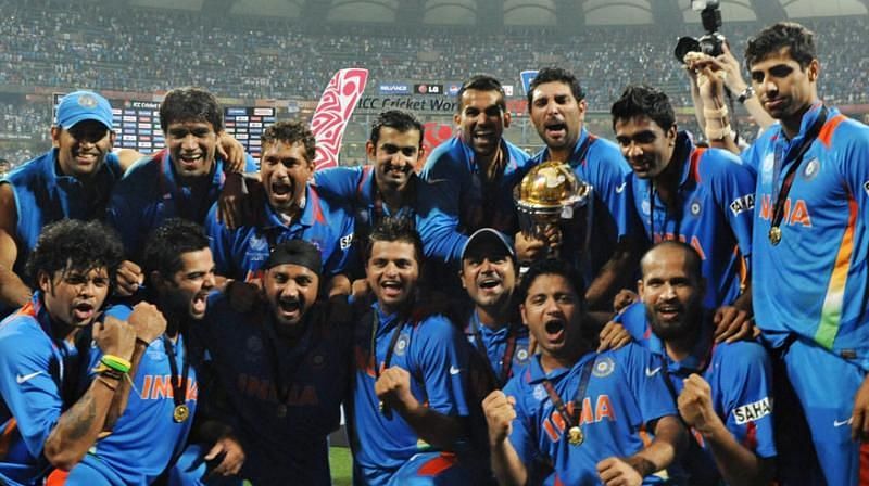 India's 2011 World cup winning team after 28 years of thier second world cup thirst