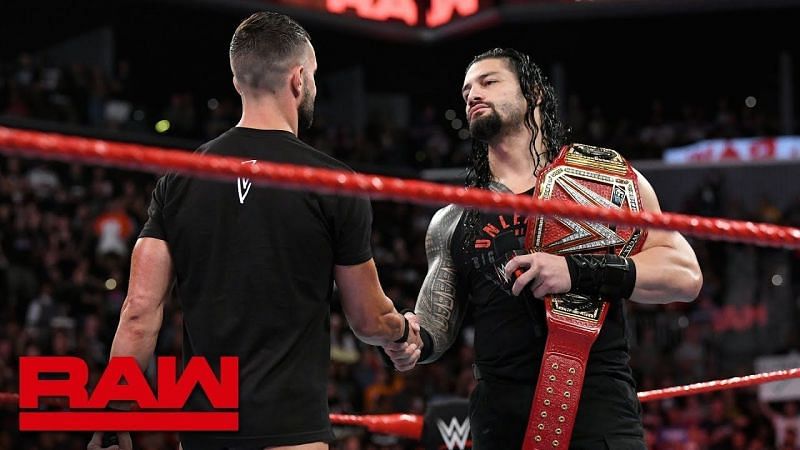 Finn Balor and Roman Reigns on RAW last year