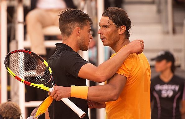 Rafael Nadal congratulates Dominic Thiem at Madrid Open 2018 as the latter brought an end to his fifty-set unbeaten streak on clay!