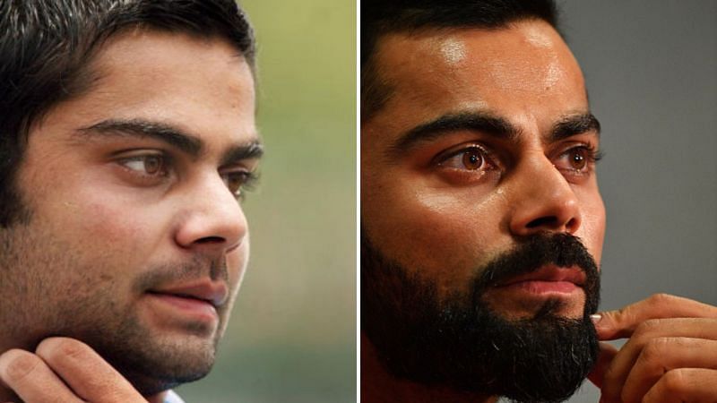 Virat Kohli (2008 - left), (2018 - right)