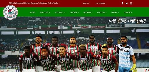 The homepage of Mohun Bagan's new website