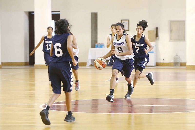 Vaishnavi Yadav (9) in action during the NBA Academies Women&#039;s Program held at the NBA Academy India, Delhi NCR