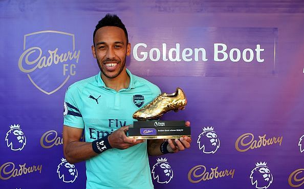 Aubameyang shared the 2018-19 golden boot with fellow Africans, Man&Atilde;&copy; and Salah