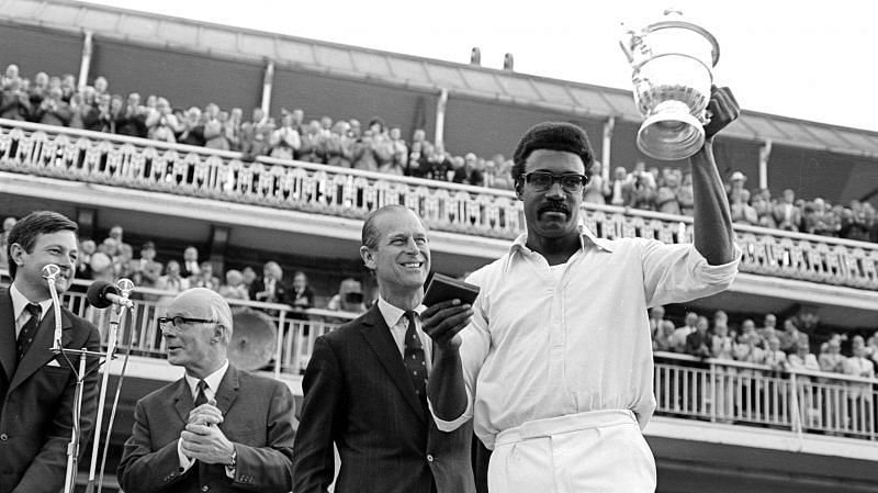 Clive Lloyd with the World Cup Trophy
