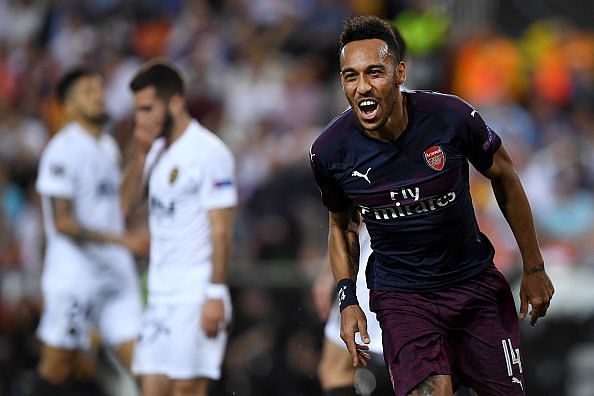 Pierre-Emerick Aubameyang scored a hat-trick in Arsenal&#039;s win against Valencia.