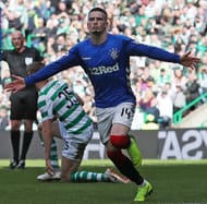 Ryan Kent celebrating a goal against Rangers' fierce rivals Celtic this season