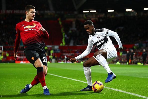 Ryan Sessegnon in action against Manchester United