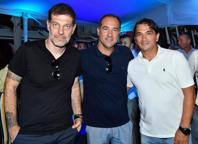 Igor Stimac with Croatian coaches Slaven Bilic (ex) and Zlatko Dalic