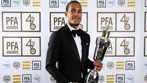 Virgil Van Dijk with the Player of The Year Award