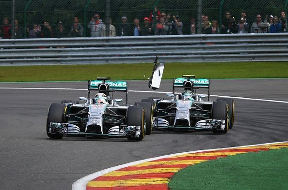 Hamilton and Rosberg had many on-track collisions.