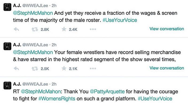 AJ Lee tweeted directly to her boss Stephanie McMahon in what many believe was the spark for the women&#039;s evolution movement.