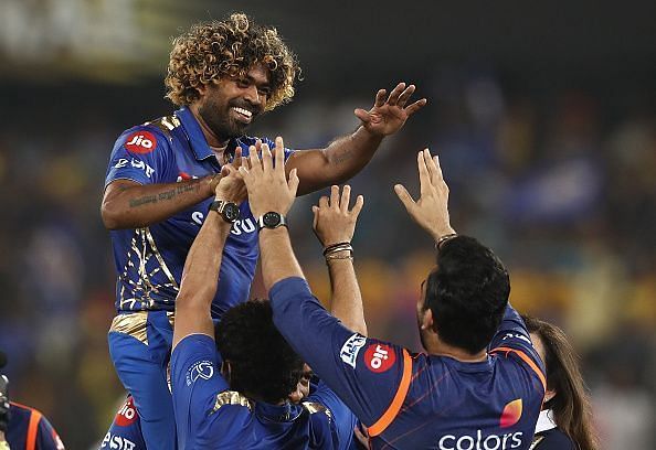 Malinga celebrates the IPL 2019 final win (Image courtesy - IPLT20/BCCI)