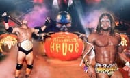 Goldberg and Ultimate Warrior in a promotional poster for Halloween Havoc.