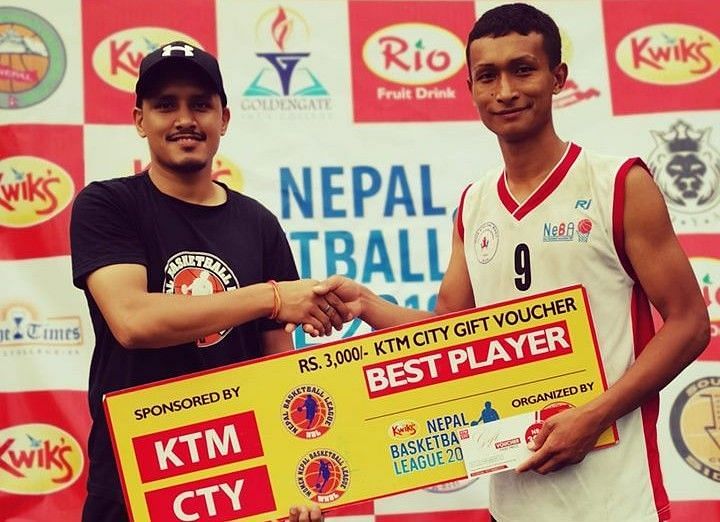 Bikash Gurung (R) of Nepal Police Club was declared man of the match