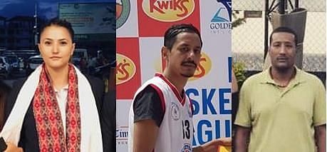 Sadina Shrestha (L), Robin Khatri (C) &amp; Prem Hona (R) handed ban by Nepal Basketball League