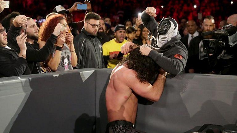 Jericho disguised himself as an exuberant fan with a Sin Cara mask after being banned from ringside.